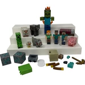 Lot Mojang Minecraft Survival Mode 5" + Action Figure Steve, Zombie, Creeper Pig